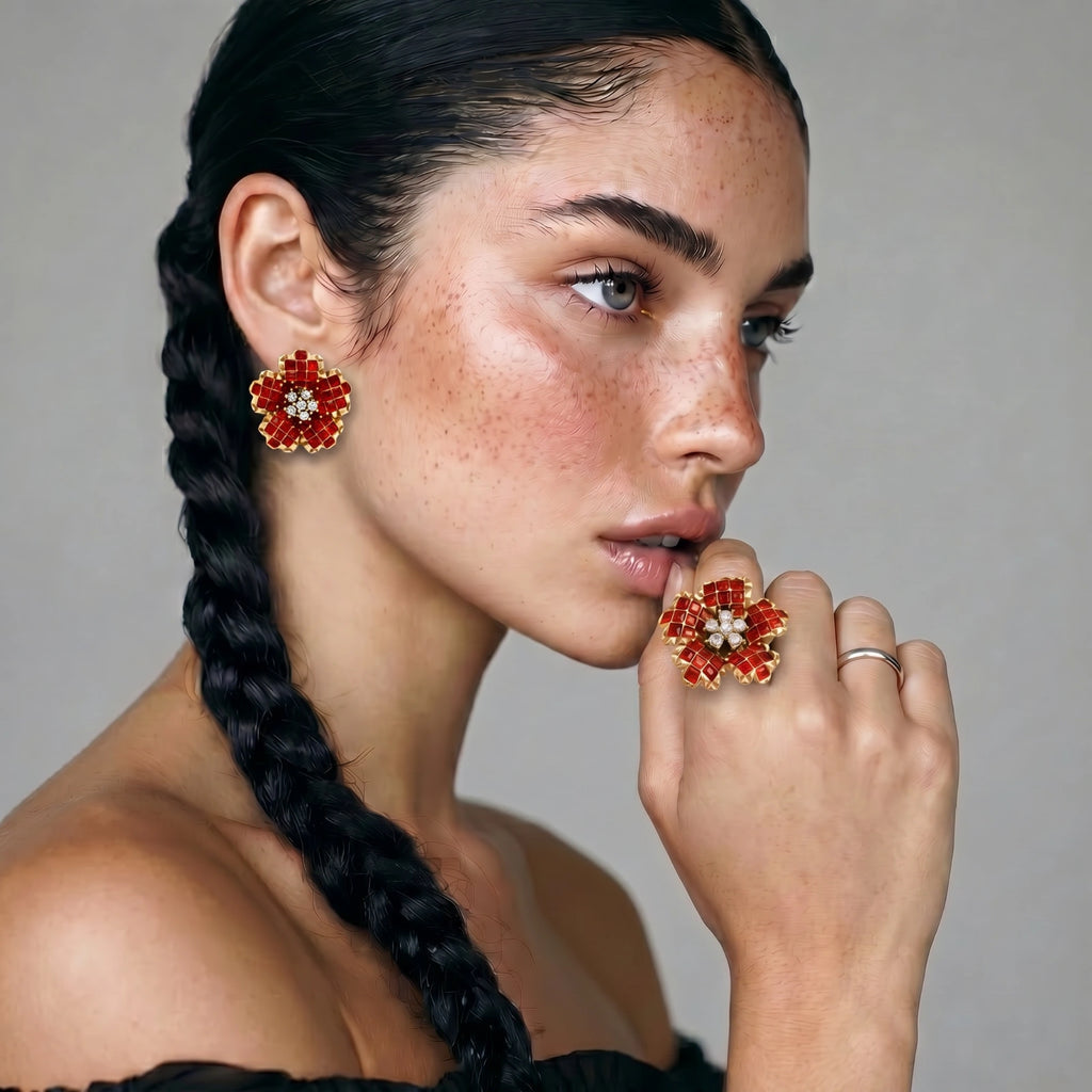 Ruby Bloom Stud Earrings