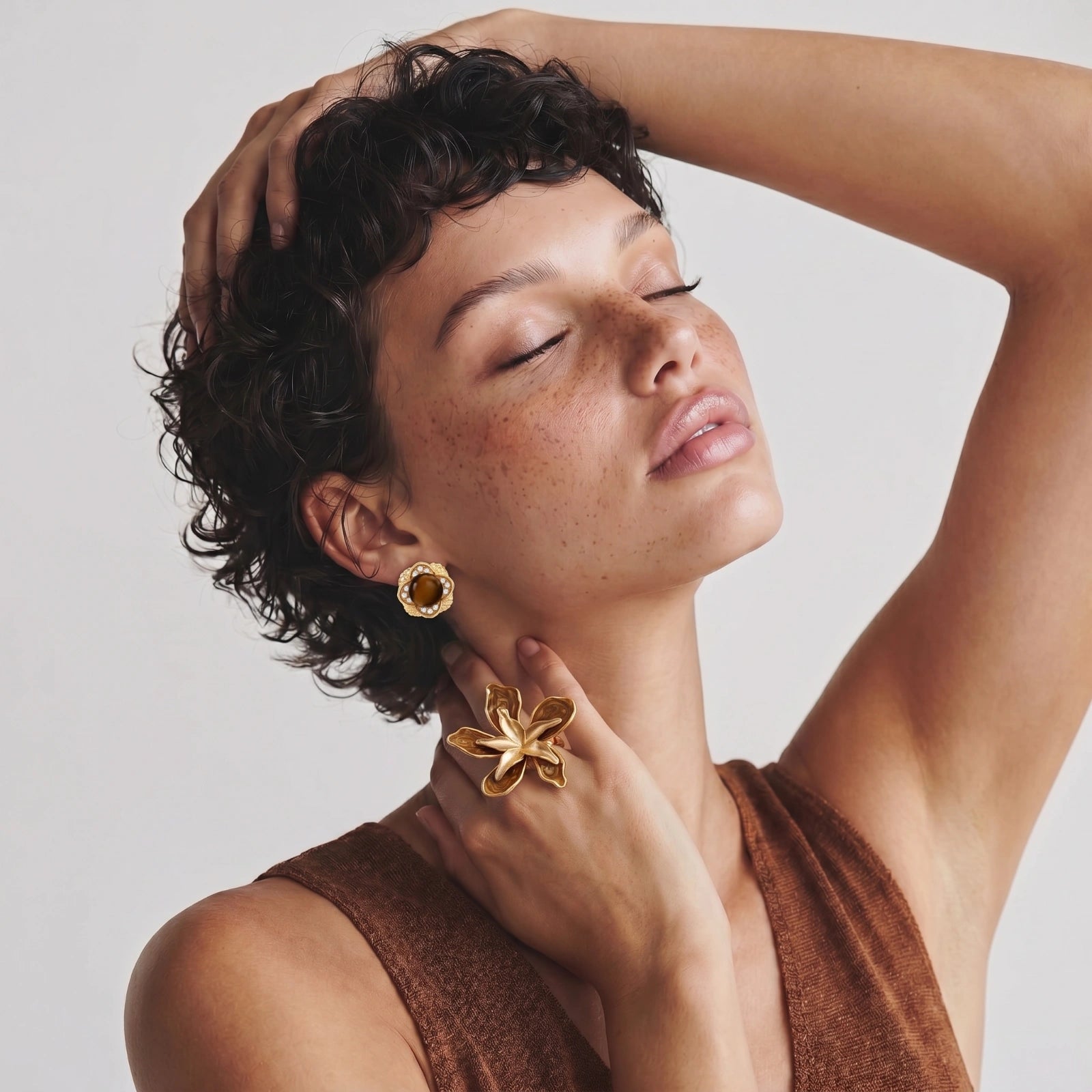 Golden Empress Tiger's Eye Studs