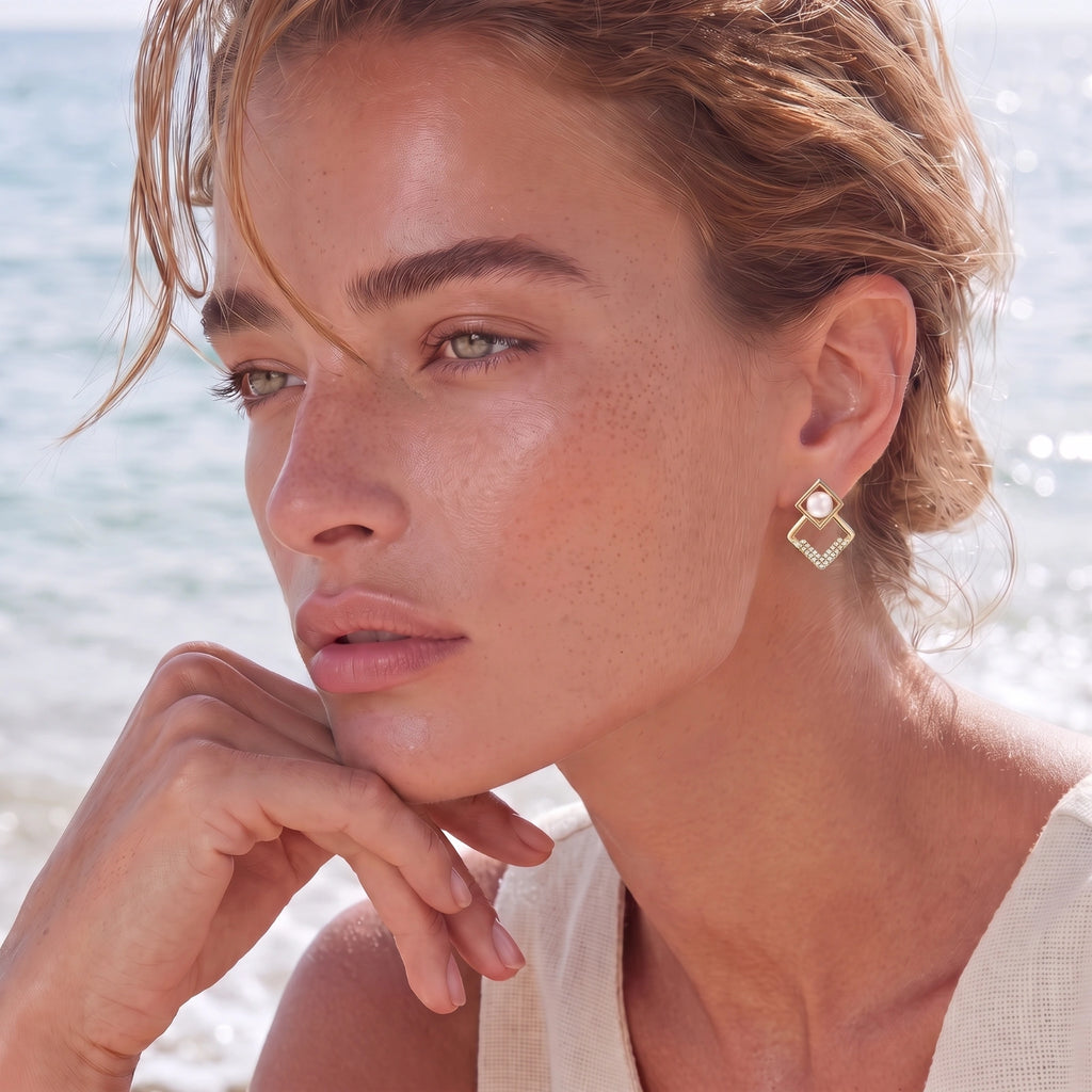 Pearl Geometry Earrings