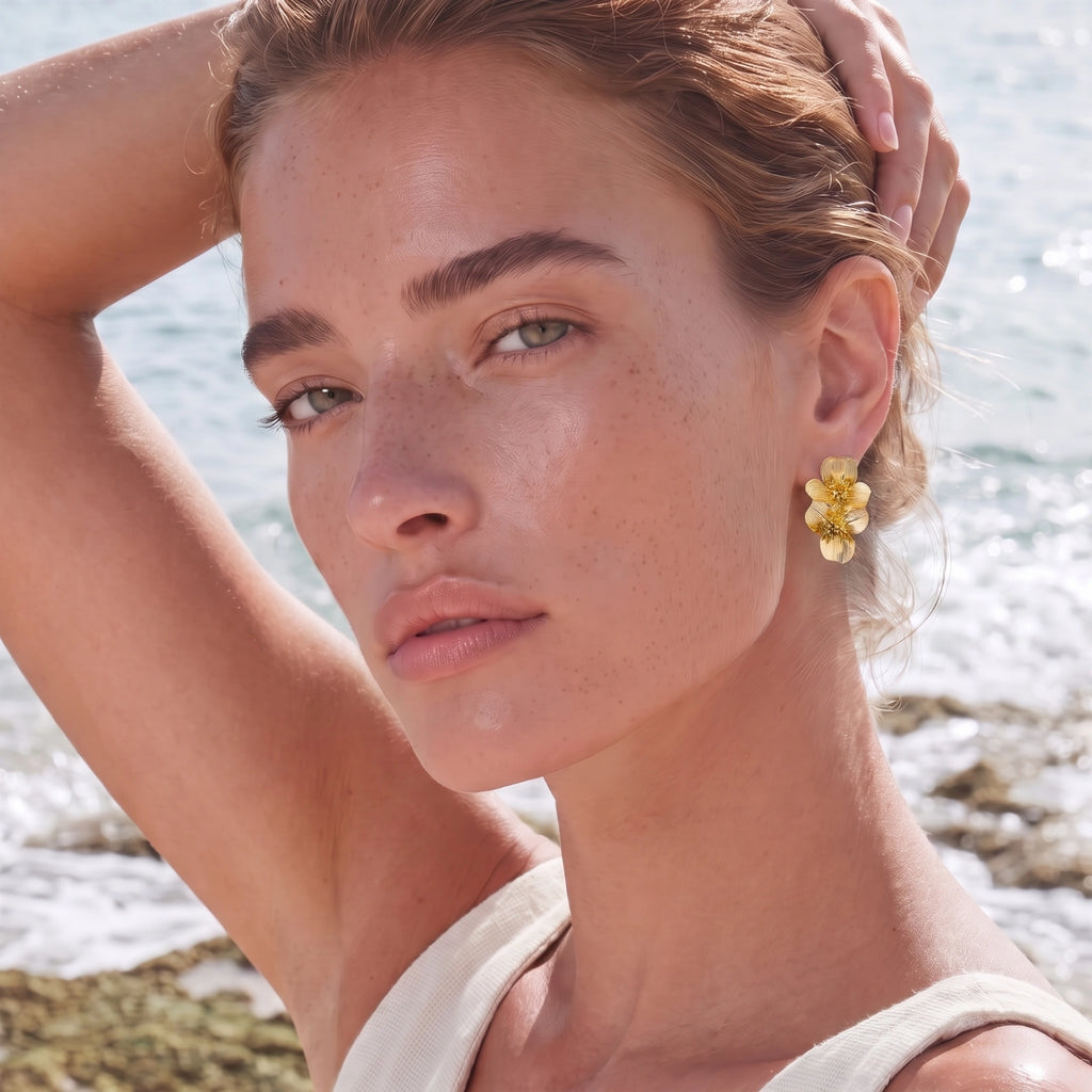 Golden Bloom Double Earrings